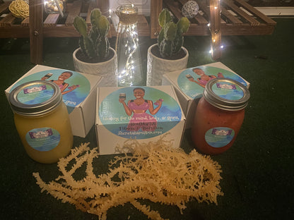 Seamoss Gel infused with Elderberries (immune boosting), Ashwagandha (manage stress, & Lions Mane (focus)
